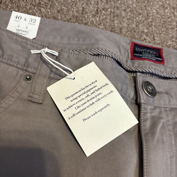 Untuckit Mens 40 x 32 Pants Grey Relaxed Fit Chino New Brand New With Tags - Picture 9 of 13